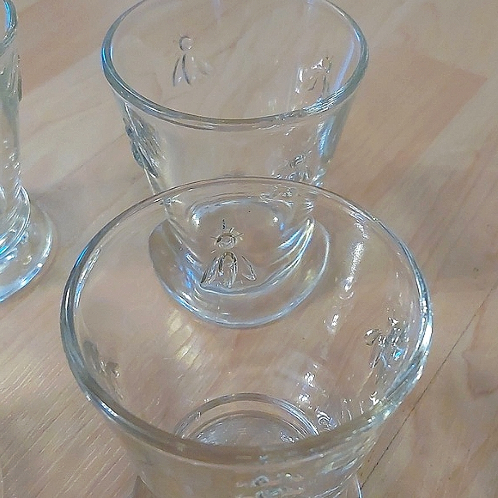 Set of 4 Napoleon La Rochere Bee Glass Tumblers 9oz France 4"h